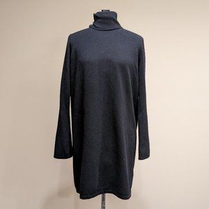 Ralph Lauren Black Long-Sleeve Merino Wool Dress Turtleneck Women's Size Large